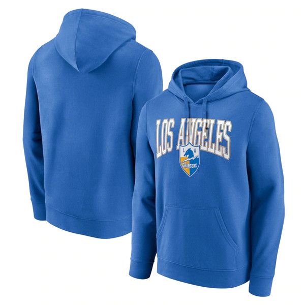 Men's Los Angeles Chargers Royal Gridiron Classics Campus Standard Pullover Hoodie - Click Image to Close